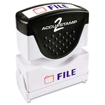 CONSOLIDATED STAMP MFG Accustamp2 Shutter Stamp with Anti Bacteria- Red-Blue- FILE- 1.63 x .5 35534
